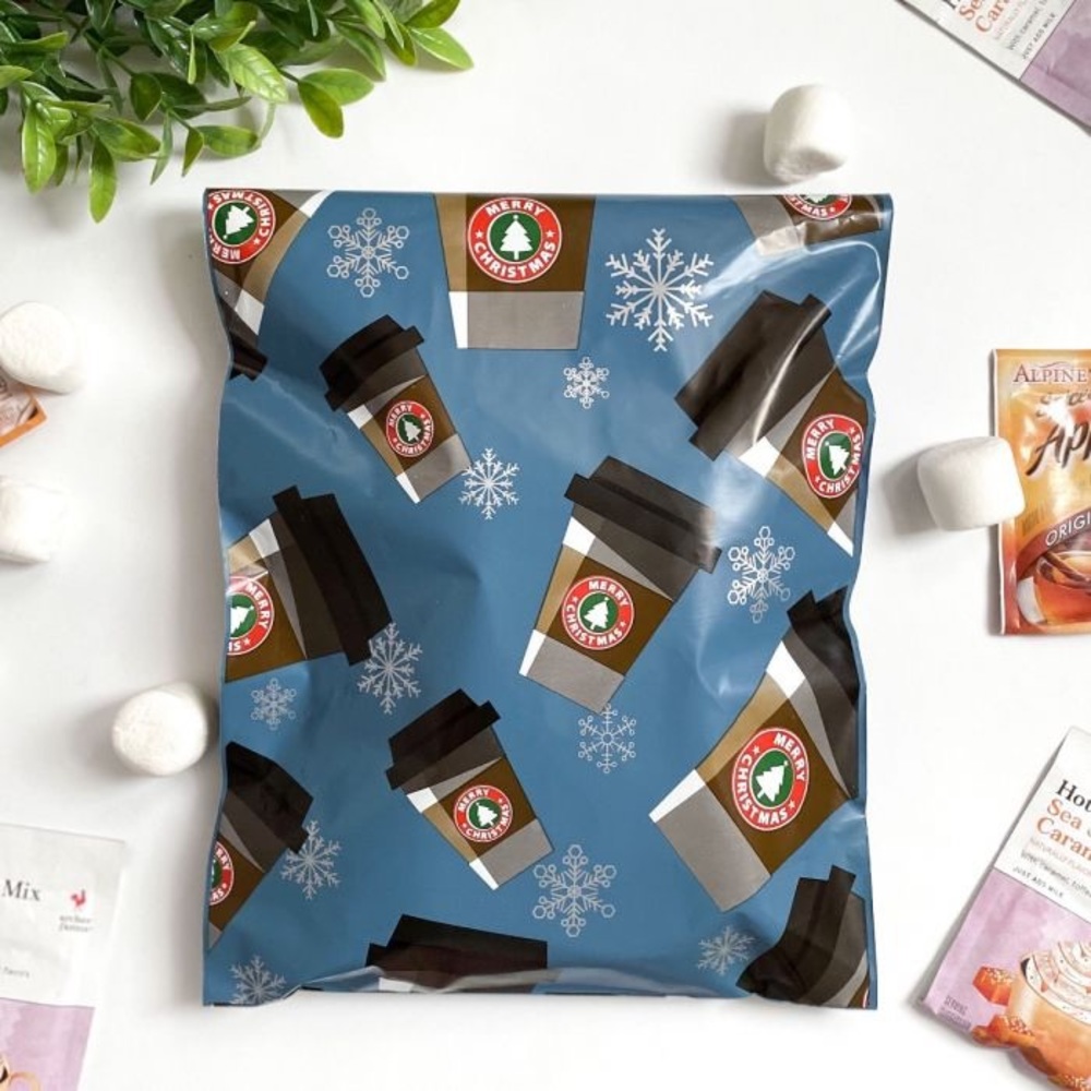 50 Peppermint Mocha Christmas poly mailers 10x13